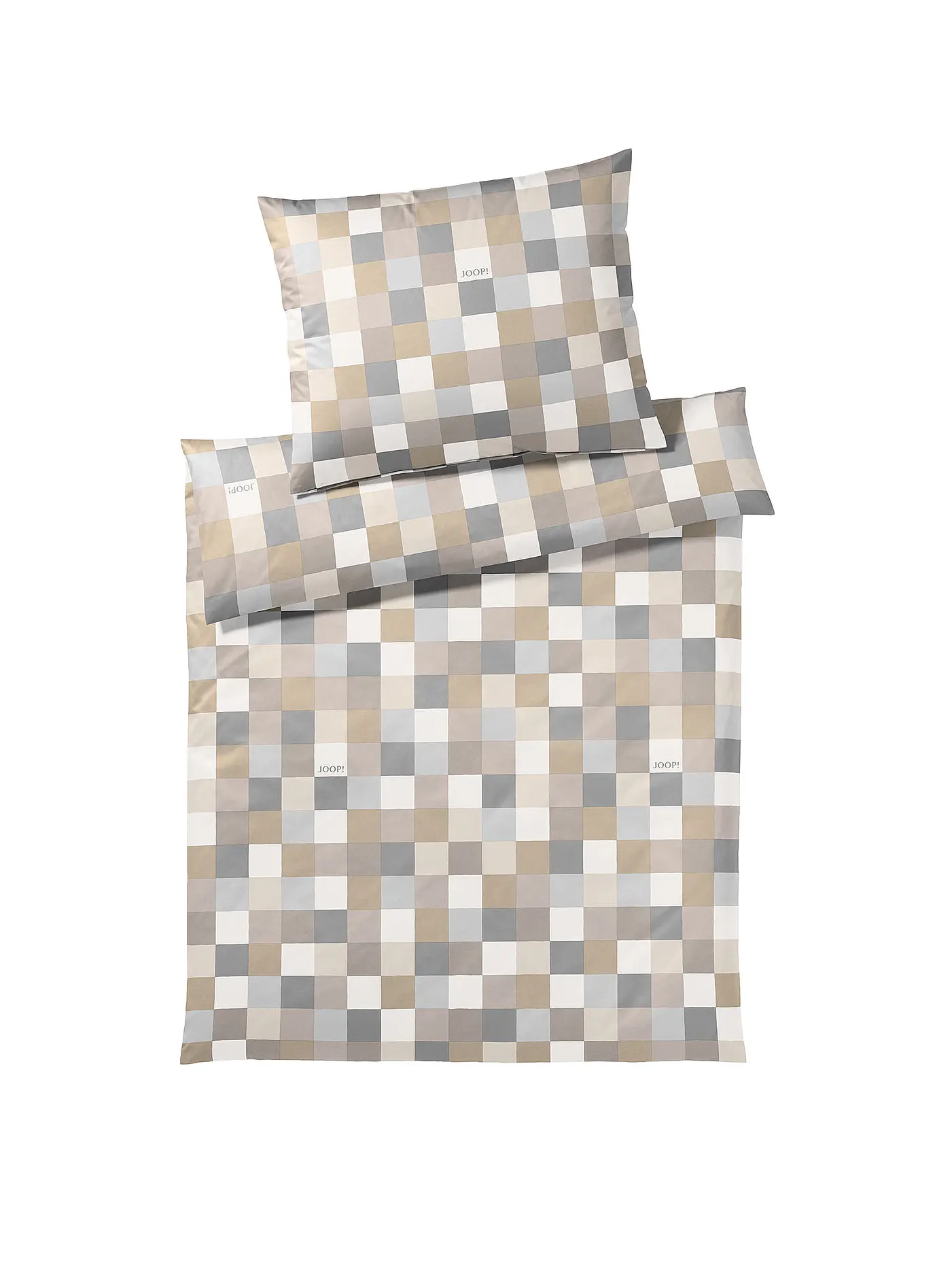 JOOP | Satin Bettwäsche Mosaik 70x90cm / 140x220cm | beige